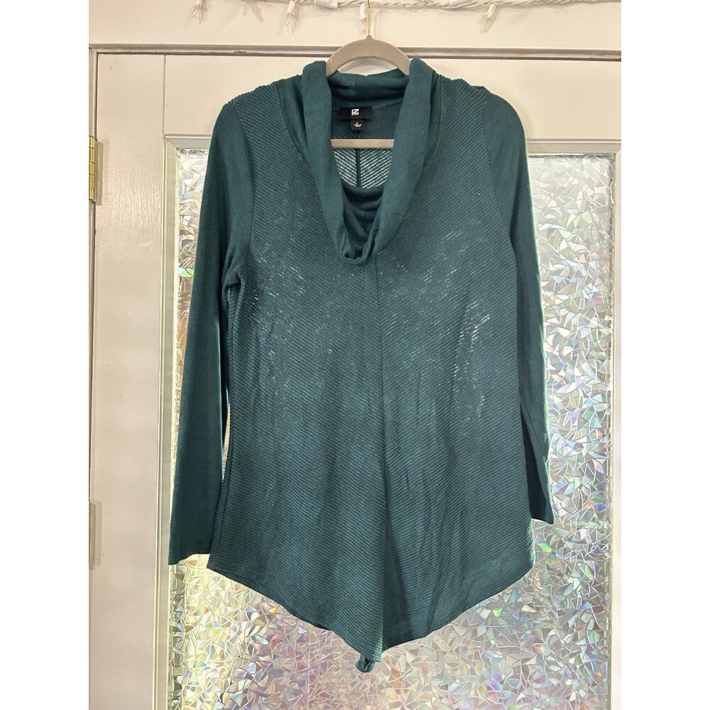 IZ Byer California Women's Emerald Green Knit Sweater Cowlneck Sz Large Tunic